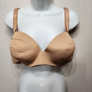 New‎ Ambrielle 44C Bra Multiway Strapless Padded Underwire Beige Wide Straps
